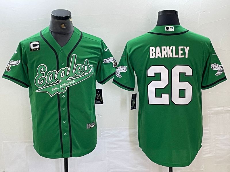 Men Philadelphia Eagles #26 Barkley Green 2024 Nike Co branded NFL Jersey style 6